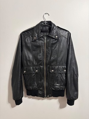 80's Vintage Leather Bomber Flight Jacket