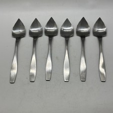 MCM Vintage Grapefruit Citrus Spoons Serrated Flatware Lot Of 6 Stainless Steel