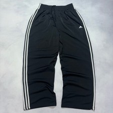 Adidas Track Pants Men's Medium Black White Stripe Baggy Wide Leg Sweatpants Y2K