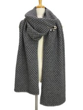 Louis Vuitton Escharpe Damier Cozy Pin Muffler Shawl Cashmere Mohair Silk Knit G
