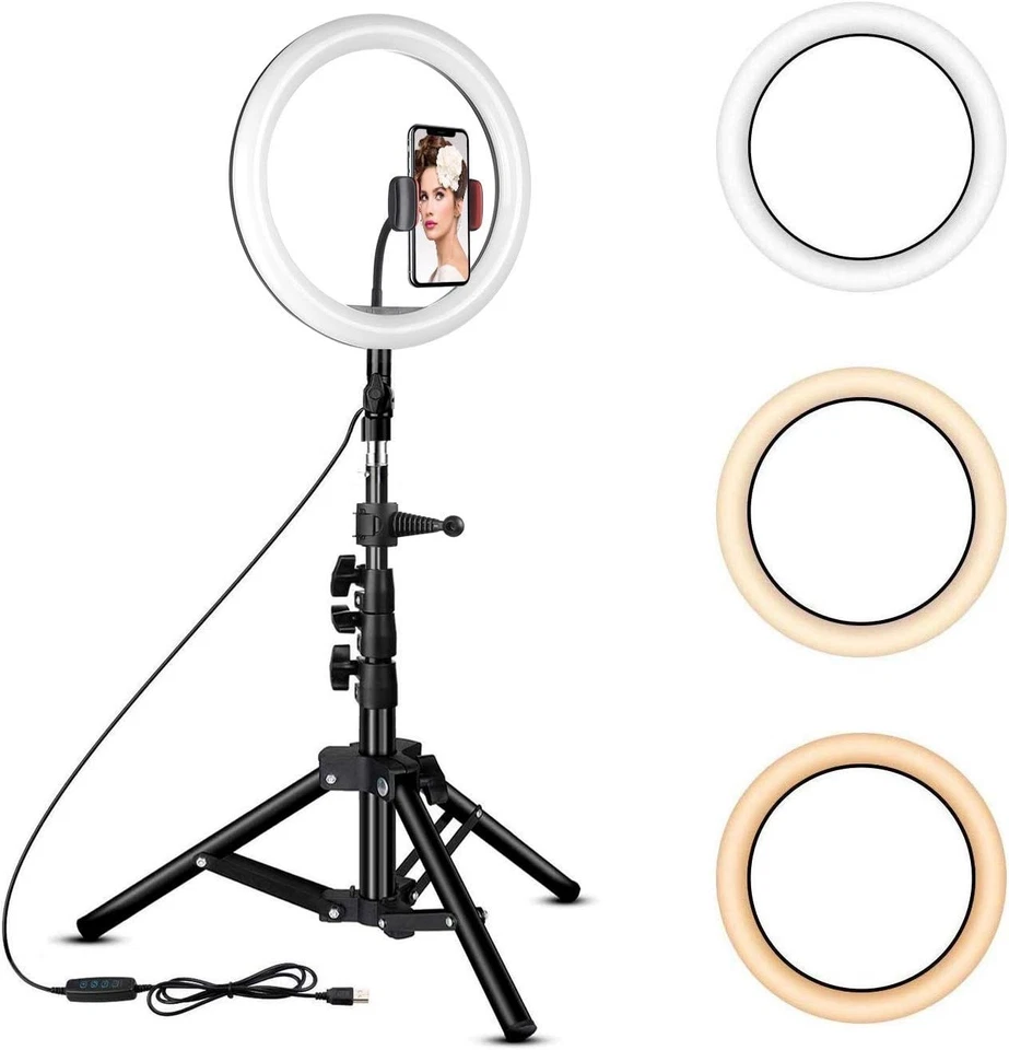 10" LED Ring Light w/Selfie Stick & Tripod Stand Kit for Phone Video Live Stream - Image 2 of 4