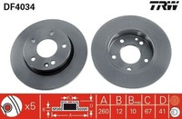 2 X Bremsscheibe TRW DF4034 FüR Mercedes-Benz A-Klasse