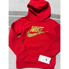 Kids Nike Swoosh Logo Hoodie Fleece Pullover Hooded Sweatshirt Size S 4-5