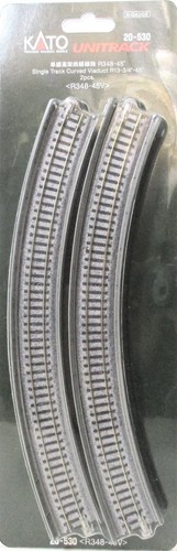 Spur N Kato 20-530 Unitrack Gleis Viadukt gebogen R348mm 45° 2x OVP  (3229) | Zustand: Gebraucht