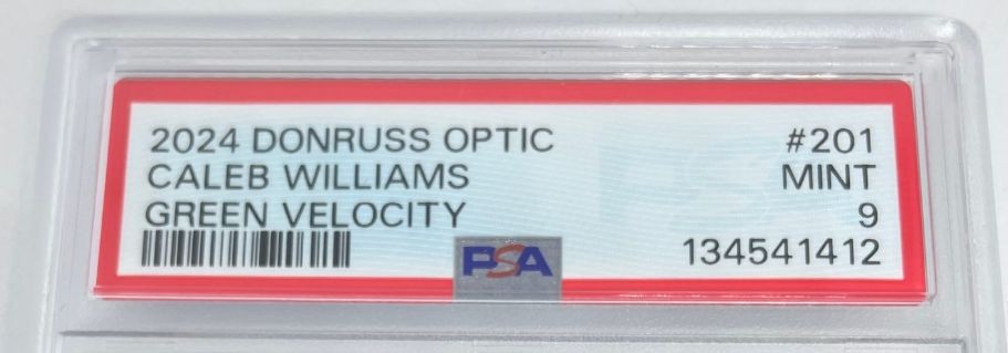 Caleb Williams 2024 Donruss Optic Green Velocity Prizm Refractor #201 PSA 9 view 4