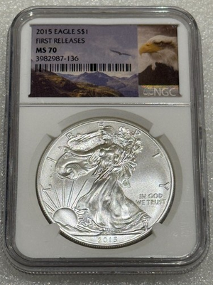 #ad #ad 2015 SILVER EAGLE NGC MS70 FIRST RELEASES RARE BALD EAGLE LABEL x $105.95