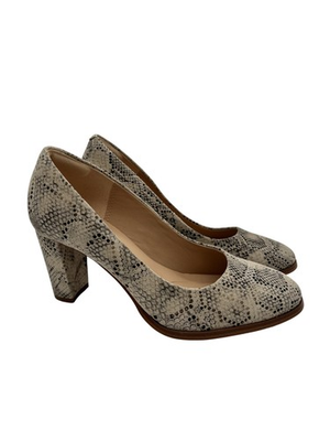 #ad Clarks Shoes Womens Size 6.5 Snakeskin Print Block Heel Pumps Comfort Classic $31.99