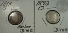 1892-O & 1893-S Barber Silver Dimes