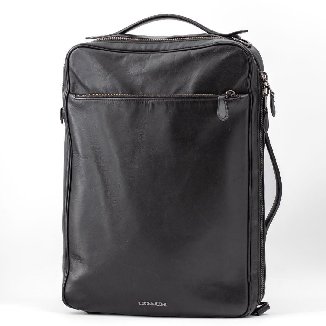 Coach Graham Leather Briefcase Backpack Business Bag Black Used