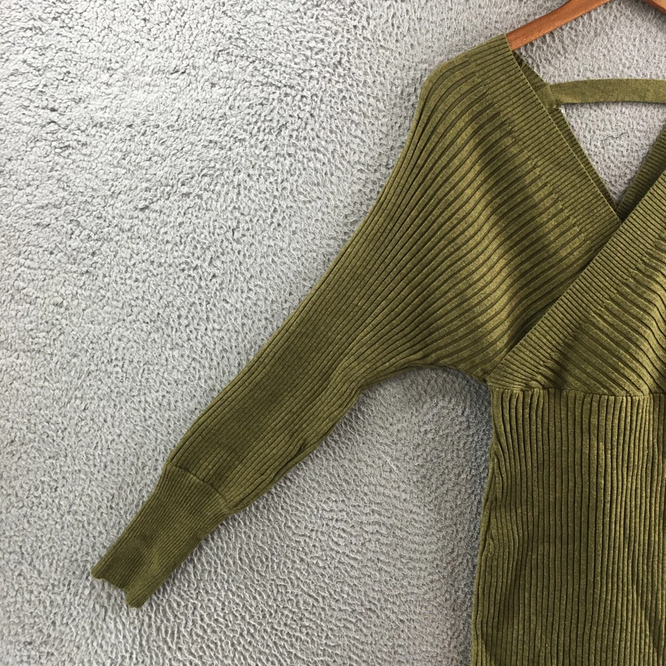 Endless Blu Sweater Dress Womens M Green Knitted Long Sleeve Pullover Back Tie - Image 4 of 4