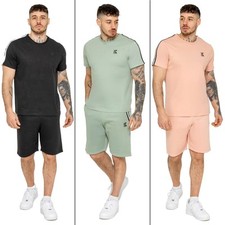 Kruze Tracksuit Mens Regular Fit Crew Neck T-Shirt Cotton Fleece Tape Shorts