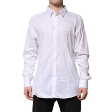 DOLCE & GABBANA Shirt White Cotton GOLD Long Sleeves Formal 39/US15.5/S 570usd