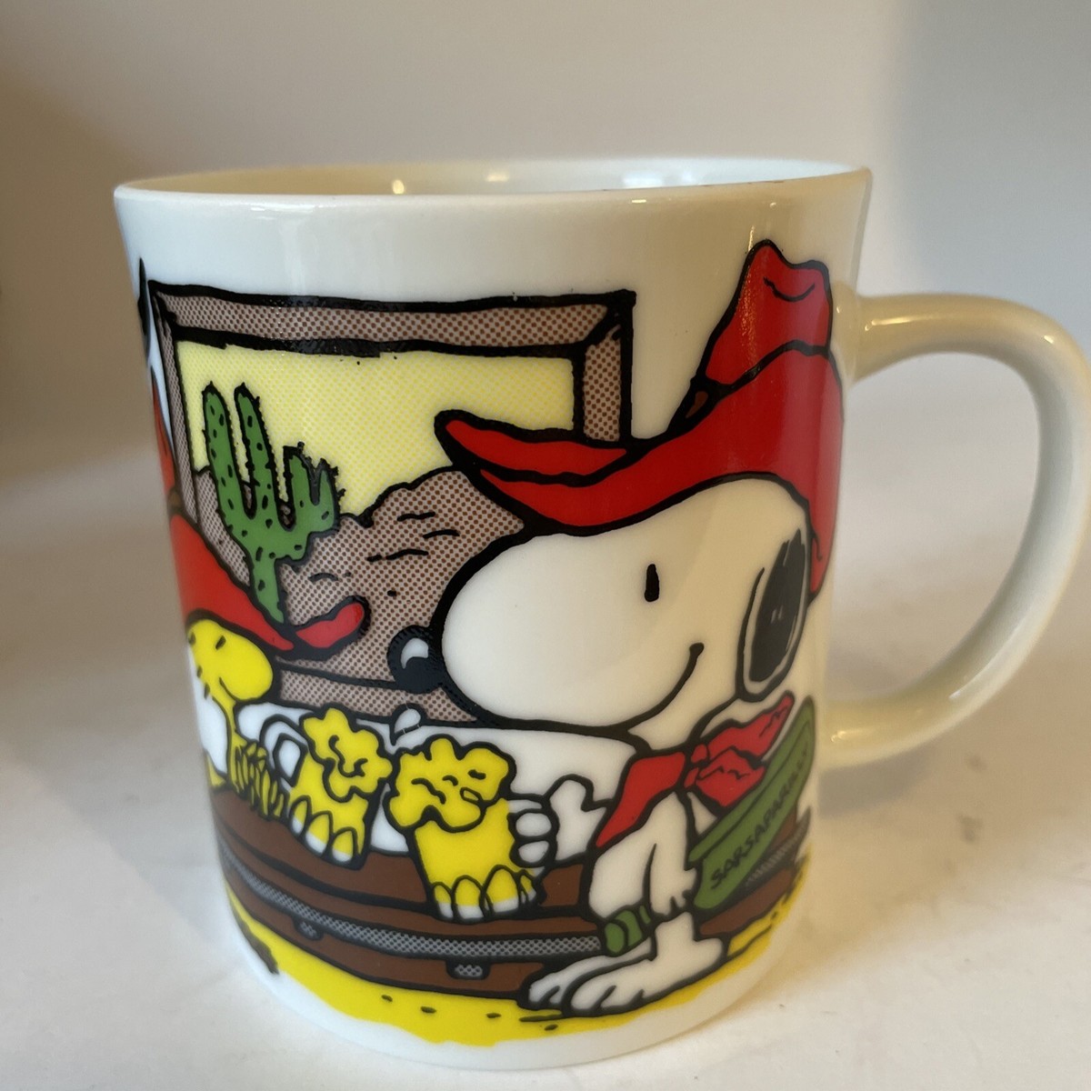 Vintage Peanuts Cowboy Snoopy Woodstock Coffee Cup Mug Pardners