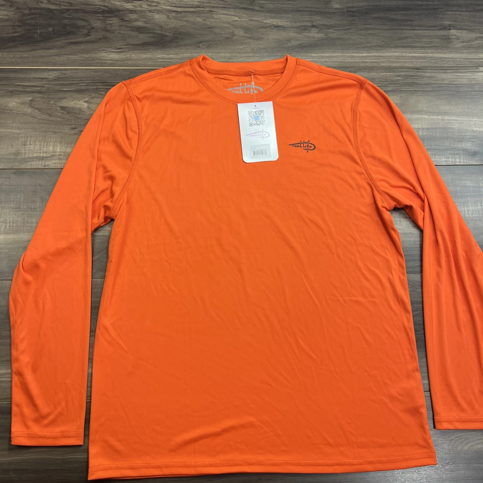Reel Life Shirt Mens Medium Orange Long Sleeve NWT