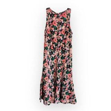 J Crew Mercantile Ruched Waist Dress Size 00 Neon Floral Flounce Sleeveless