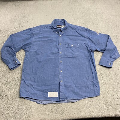 Bulwark FR Shirt Mens Extra Large Blue Flame Resistant Work Wear Protection