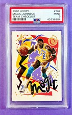 1990 Hoops Magic Johnson L.A. Lakers Team Checklist #367 (HOF) PSA 9 MINT
