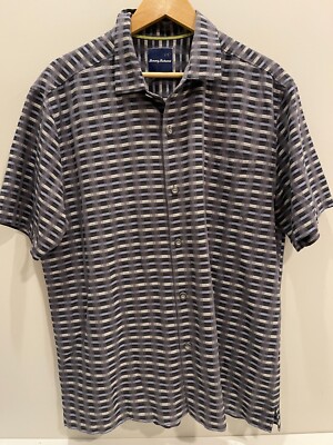TOMMY BAHAMA Pixel in Paradise Mens Camp Shirt Large Silk Cotton Casual SZ XL