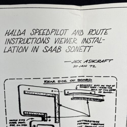 Vintage 1972 Saab Sonett Upgrade Instrukcje Rajd Wyścigi Halda Speedpilot Road - Zdjęcie 1 z 5