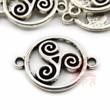 Celtic Connector Charms -10/20/50 Triskelion Antique Silver 28mm Pendants SC0713