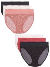 Lot Of 6, Warner s No Muffin Top Micro Hi-Cut Panties With Lace, Size 5/S, NWT