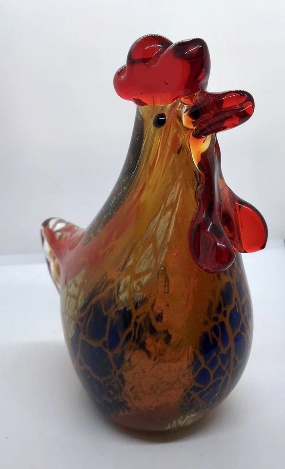 Murano Style Hand Made Art Glass Multi-colored Rooster 6” Tall - Image 3 of 4
