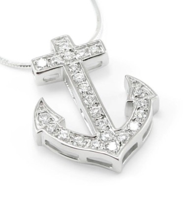 Delta Gamma sterling silver anchor pendant with beautiful CZs NEW!