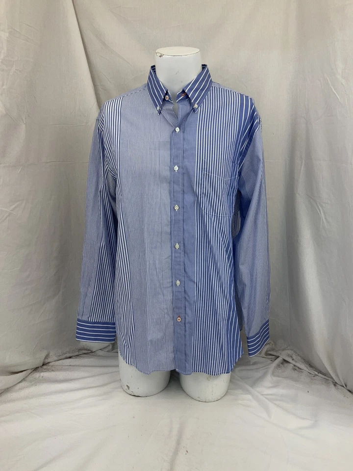 J McLaughlin Long Sleeve Button Shirt L Men Blue Stripe Cotton YGI U1-304 - Image 2 of 4