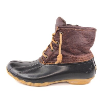 Sperry Saltwater Rain Duck Boots Womens Size Brown Black Rubber  Waterproof
