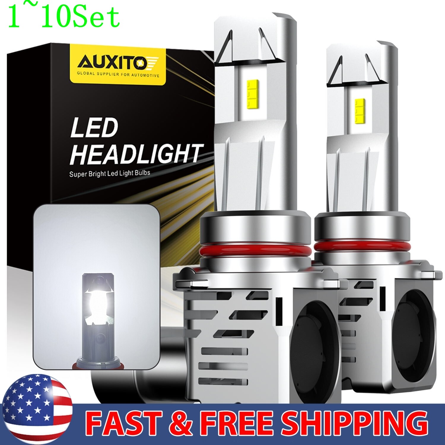 AUXITO 9005 HB3 9145 ZES LED Headlight Bulbs Car Truck Light 6500K White 1-10Set