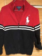 Polo Ralph Lauren Boys Big Pony Full zip Sweater Cardigan jacket M 10-12