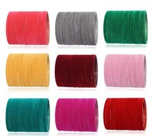 SET OF 36 PLAIN VELVET METAL INDIAN BANGLES