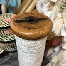 Antique 9.5” T Spool Sewing PRIMITIVE Yarn Twine 1900s Wood Industrial Factory
