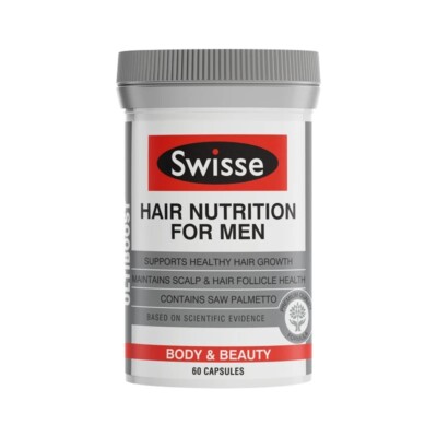 Swisse Ultiboost Hair Nutrition For Men Supports Hair Growth & Scalp 60 Capsules
