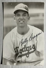 BOBBY BRAGAN SIGNED (D. 2010) AUTO 3X5 Real Photo Rowe Postcard  DODGERS
