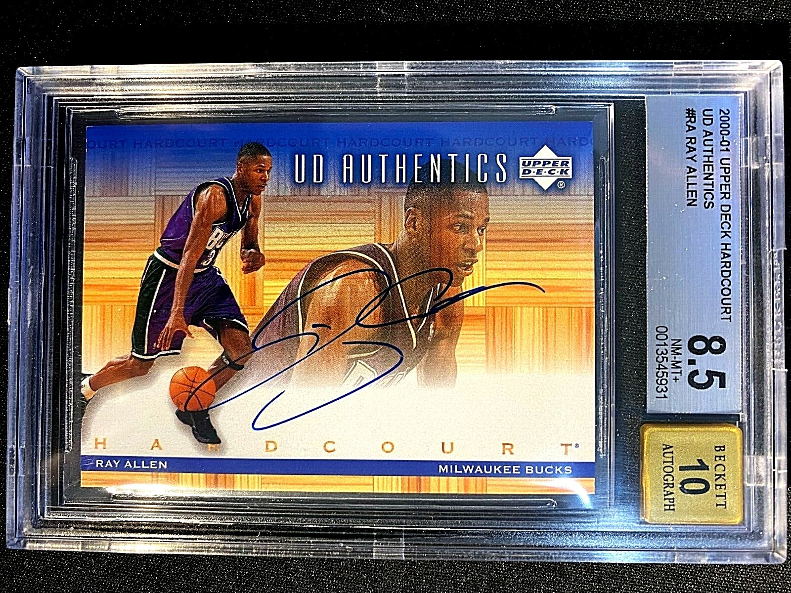 Ray Allen Autographed Signed 2000 BGS 8.5 UD AUTHENTIC HARDCOURT AUTO G1992 