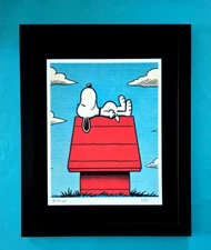 AIDAN FLUX  Hand Signed Authentic Print 14x11in. Framed Snoopy at Home | COA
