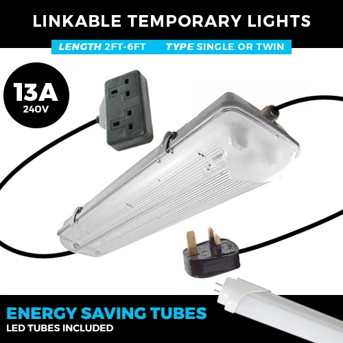 QUICKBIT 240V LINKABLE LED STRIP LIGHTS 2FT - 6FT IP65 SINGLE OR TWIN WEATHERPROOF LIGHTS