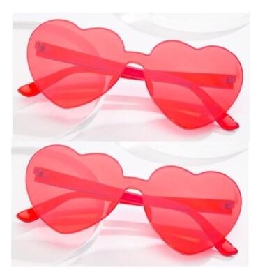 Pairs of Cato Red Heart Shaped 100% UV Block Sunglasses Adult Size 