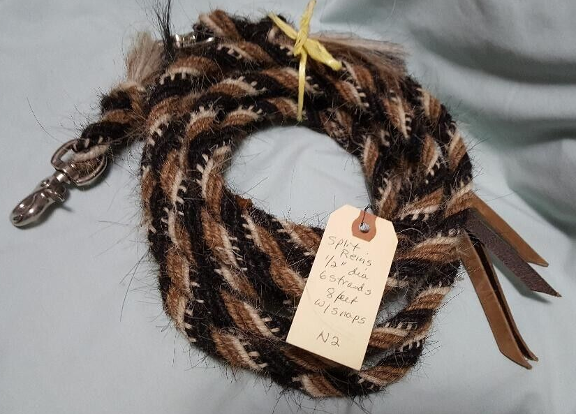 Mane Horse Hair Split Reins w/ snaps 8 feet 1/2" diameter, Pattern N2