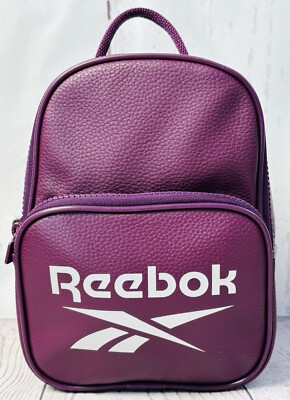 Reebok Mini Backpack Bag Faux Leather Purple Burgundy 9'' X 7  New With Tags