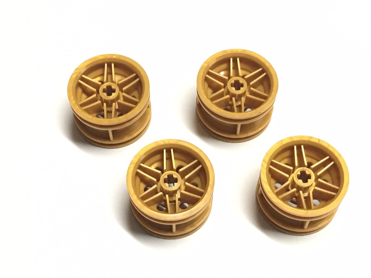 Lot of (4) LEGO Pearl Gold Wheels 30.4 x 20mm Wheel 56145