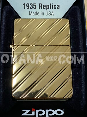 Zippo Lighter 1935 K24 Gold Plated with 5-Sided Diamond-Cut