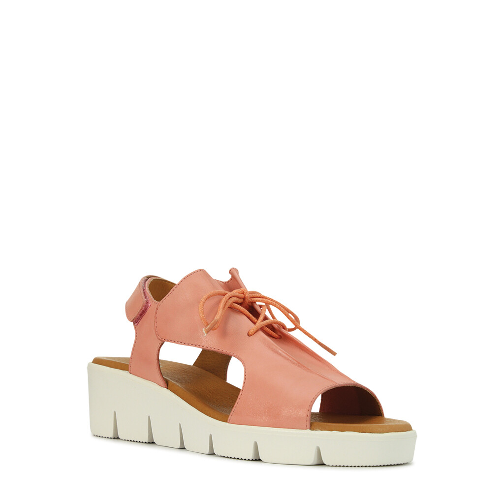 EOS Sale | Sandals in Coral Leather and Tan Leather - Comfort Plus