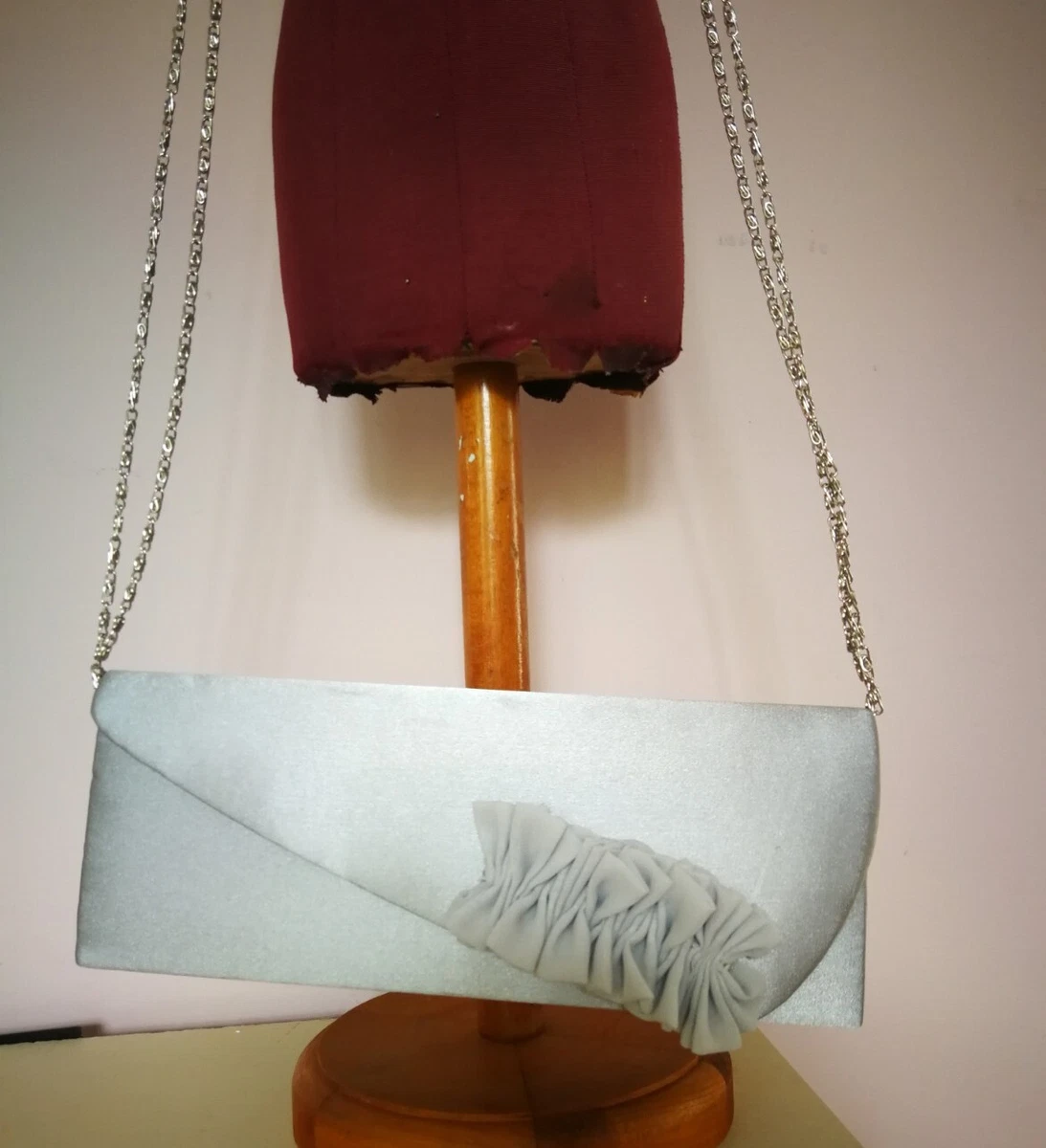Silver satin hotsell evening bag