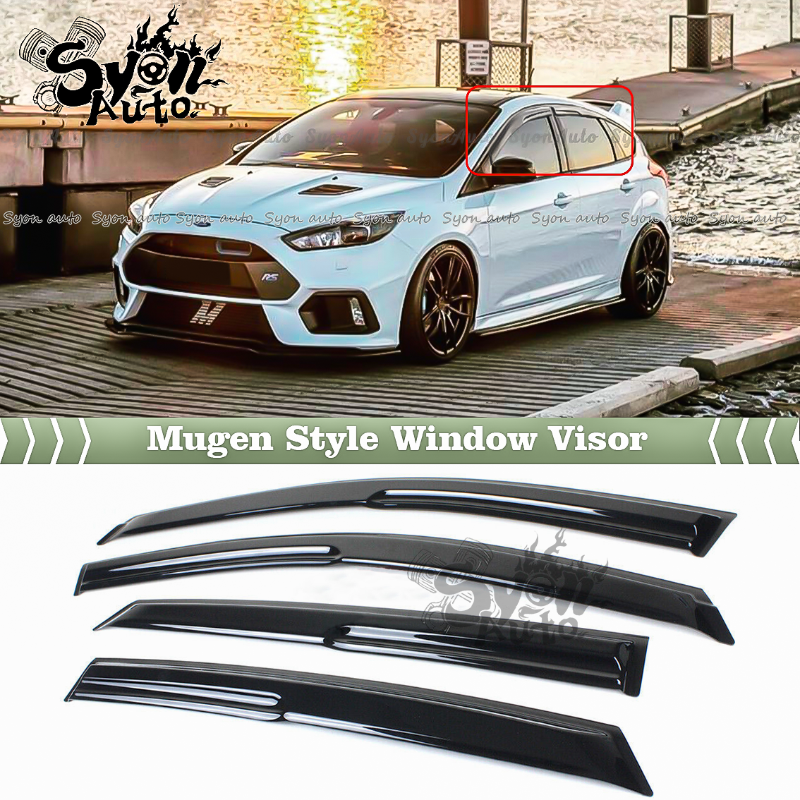 FITS 12-18 FORD FOCUS SEDAN & HATCH 3D WAVY MUGEN STYLE WINDOW