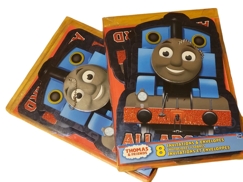 Festa de aniversário Thomas The Train 32 convites e envelopes, lote - 4 pacotes de 8 - Imagem 2 de 4