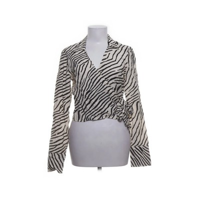 H&M, Wickelbluse, Größe: S, Weiß/Schwarz, Polyamid/Viskose, Zebra, Damen #pPG