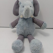 Carters Baby Plush Blue Elephant Rattle Striped Ears Arms Legs Lovey 9" 2013