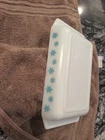 Vtg PYREX White Aqua Turquoise Snowflake 548-B 1 1/4 Qt Casserole Serving Dish